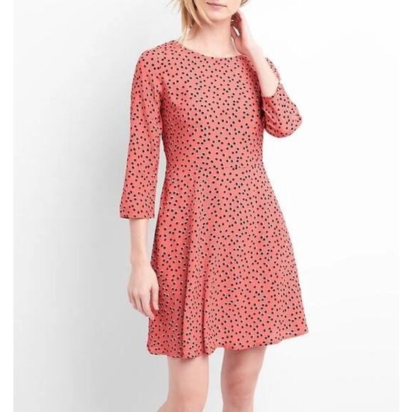 New womans Gap coral dress black abstract dots 3/4 sleeve dress plus size 20 - Picture 1 of 8